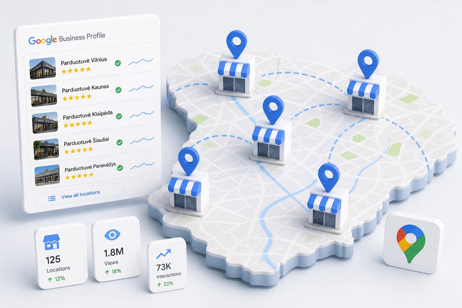 Google Business Profile su keliomis lokacijomis
